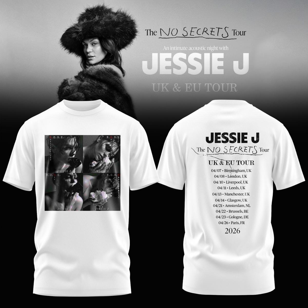 Jessie J The No Secrets Tour 2026 2 Sides Shirt White Unisex S-5XL EM1445 XXXL