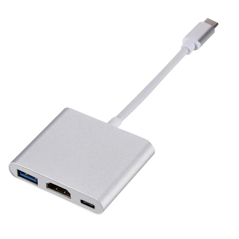 3v1 USB 3.0 nabíjecí adaptér kompatibilní s USB-C na HDMI, USB-C 3.1 Hub pro Mac Air Pro, Huawei Mate10, Samsung S8 Plus