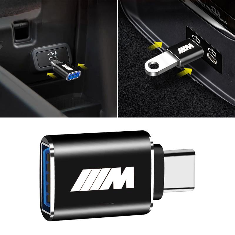M-LOGO Car charging adapter TypeC to USB converter Car Accessories For BMW E90 E60 E46 E39 F30 F10 E87 X3 X4 X5 X6 X7 X1 G30 G20 Z3 Z4