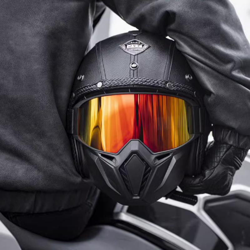Brown Vintage Open Face Helmet Keaz Comfort Fit Liner Classic Look with Great Ventilation Sun Protection No Fogging