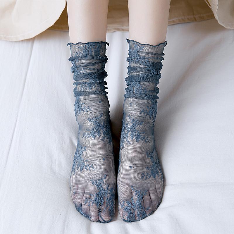 Spring and Summer New Arrivals: Fairy Socks Korean-style Mesh Pile Socks Thin Lace Breathable Socks Fashionable Socks Mid-calf Socks