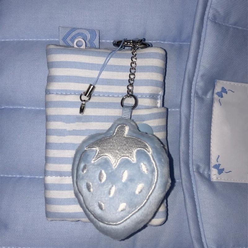 Sweet Plush Strawberry Bowknot Keychain Pendant Fashion Lovely Hangings Ornament Keyring Backpack Decoration Charm