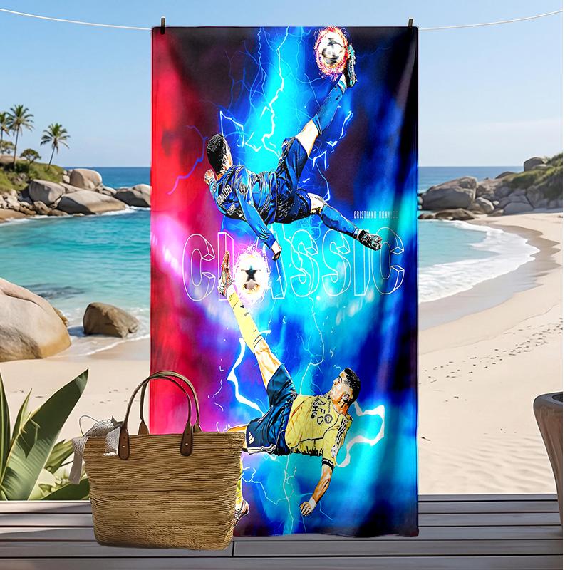 Cristiano Ronaldo Printed Beach Towel Quick Dry Soft TowelPortable Large Rectangular Beach Blanket for Travel Swimming Pool