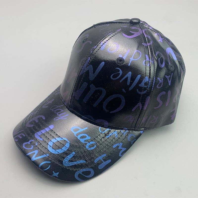 Plain Leather Kpop Alphabet Fashion Men'S And Women'S Baseball Caps Cotton Versatile Reflective Hip Hop Sports Sun Hat Batch