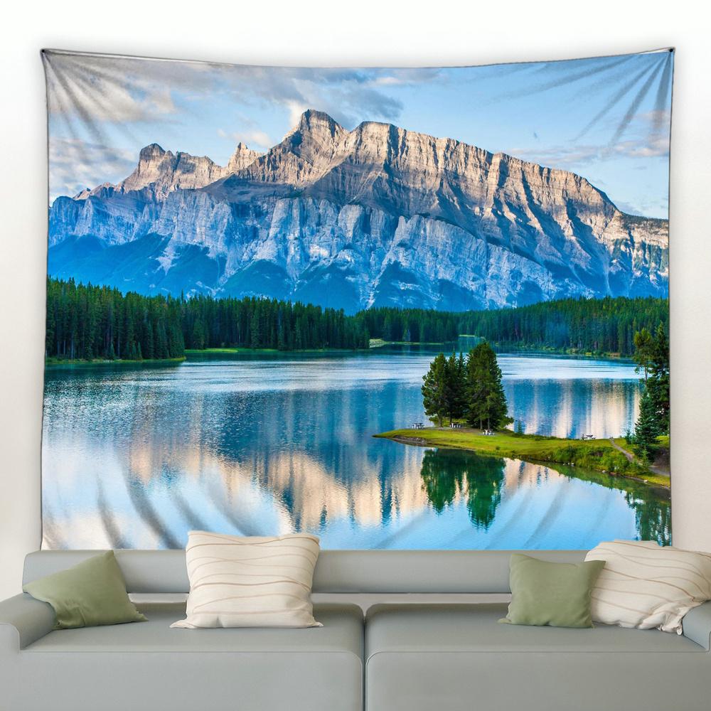 Home Decoration Wall Tapestry White Cloud Room Decoration Curtain Fashion Blue Sky Mountain Lake Art Digital Printing
