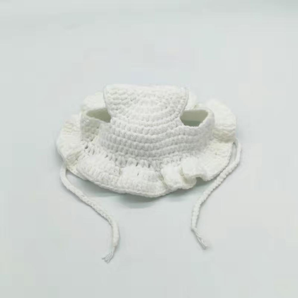 Cappello intrecciato a mano per animali domestici, simpatico cartone animato gatto cane, abbigliamento cappello decorazione, copricapo per animali domestici