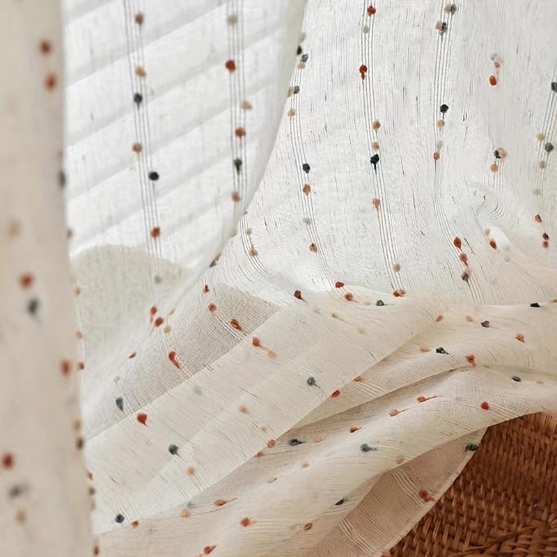 1 pz Tende in Tulle Vintage Passanti Superiori Decorazione Soggiorno Tende con Ricamo Cartone Animato Tende Parasole Camera da Letto Balcone