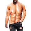 Spring and Autumn Round Neck Bodybuilding Muscle Simulation 3D Printed Top Fashionable Casual Long Sleeved Men's T-shirts