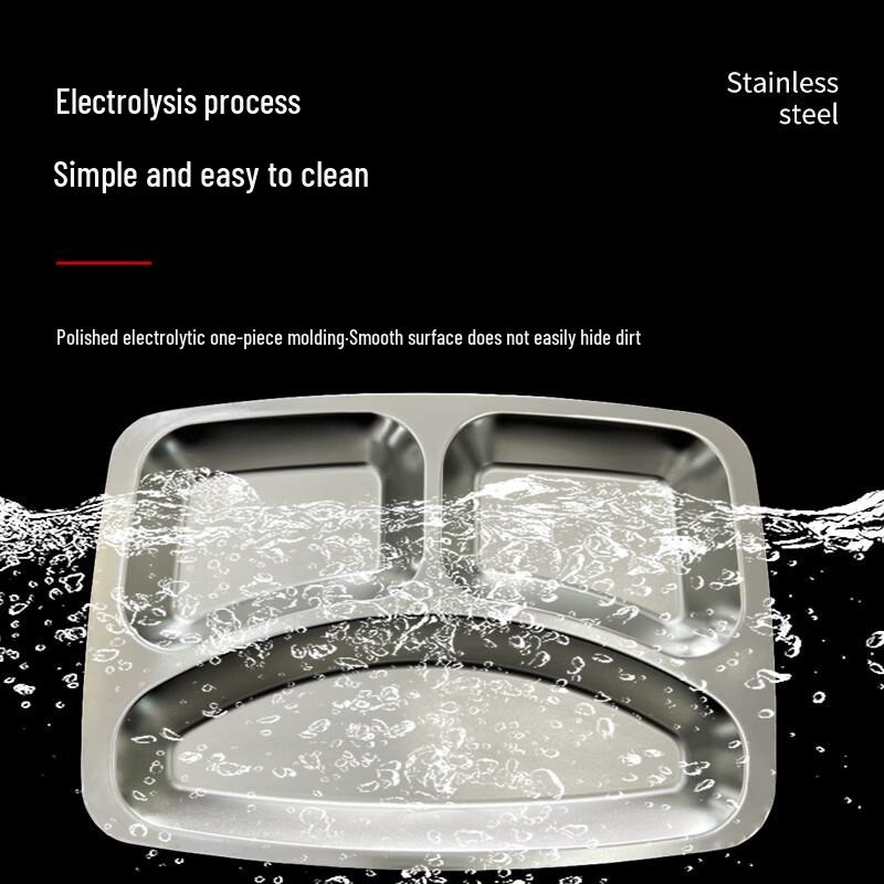 Stainless Steel 3-Compartment Deep Meal Tray