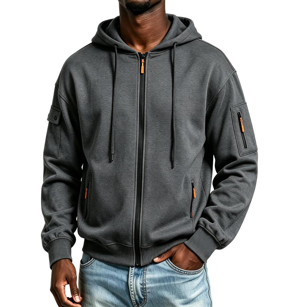 Men's Color Winter Hoodie with Zippered Pockets