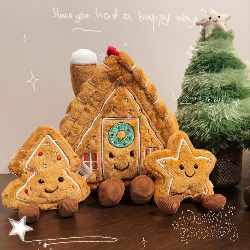 Christmas Plush Toy Gingerbread House Stars Xmas Tree Stuffed Decoration Doll