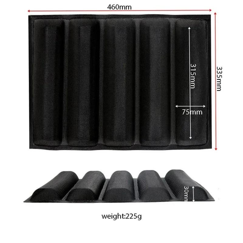 5-Cavity Reusable Silicone Mold Baguette Shape Non-stick French Bread Baking Pan Tool Chocolate Cake Mold Baking Accessories