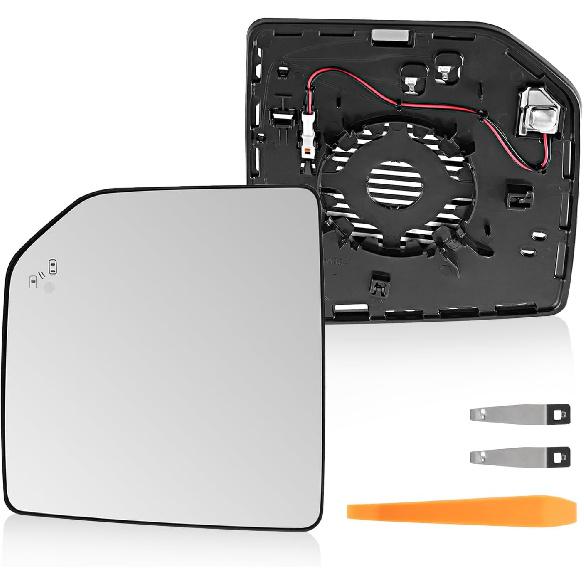 maXpeedingrods Passenger Side Power Heated Mirror Glass with Blind Spot Detection for Ford F150 2015-2021 FL3Z17K707D Driver Side Mirror Glass