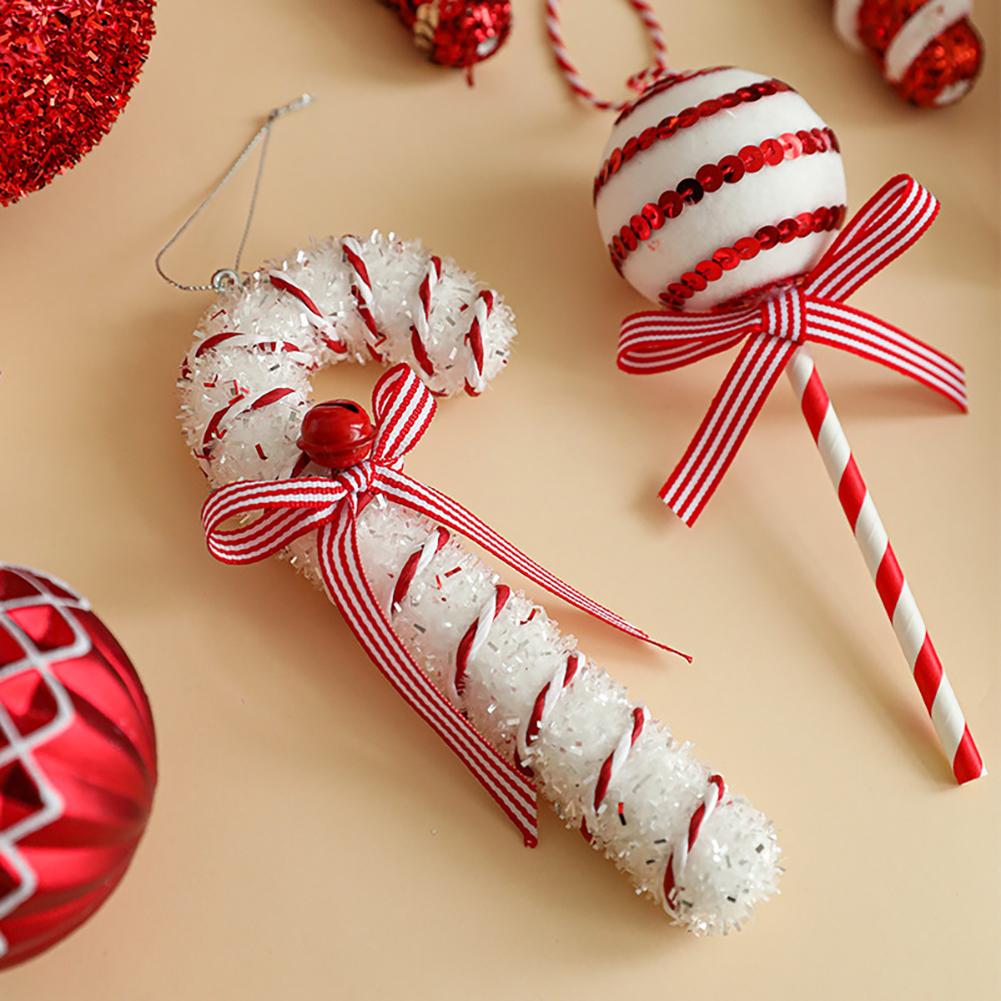 Christmas Tree Candy Cane Decoration Sweet Sparkling Candy Model with String Christmas Lollipop Cane Decorations Set for Tree
