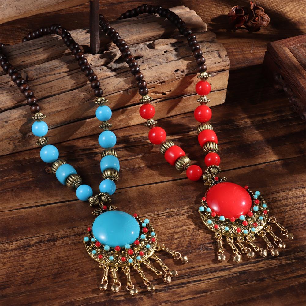 Alloy Bohemian Necklace Vintage Turquoise Long Necklace Fashion Bohemian Pendant Necklace  Girls
