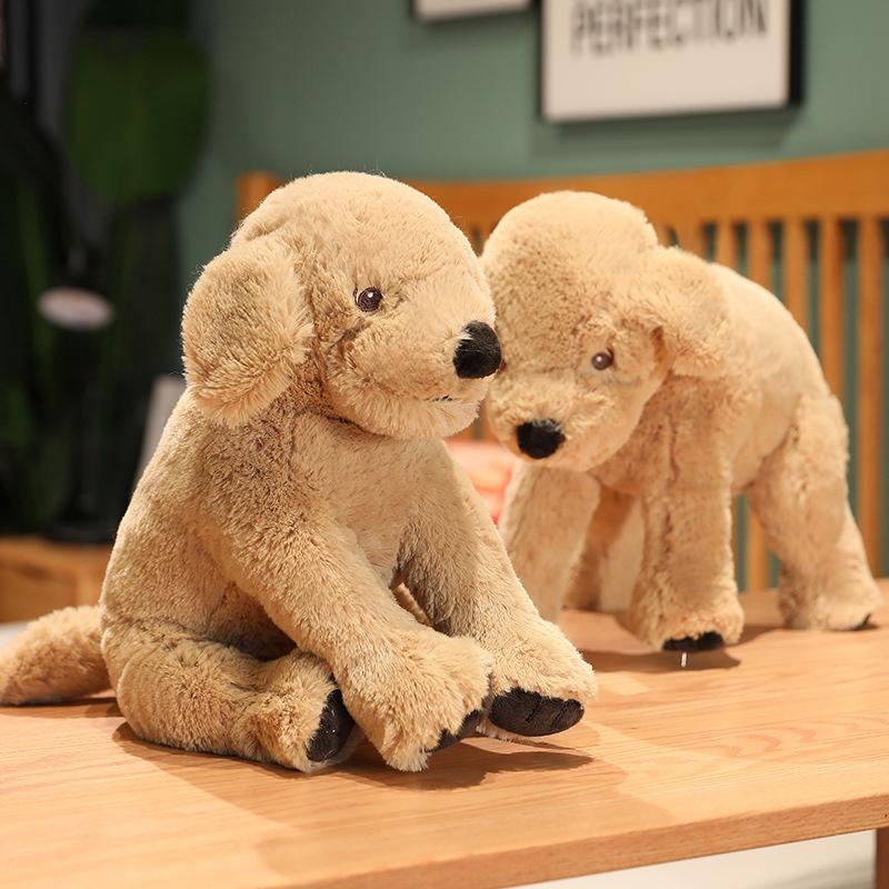 Peluche Cane Labrador Marrone Bambola Imbottita Morbida Lingua Fuori Cucciolo Sorridente Cuscino Compagno per Dormire Regalo