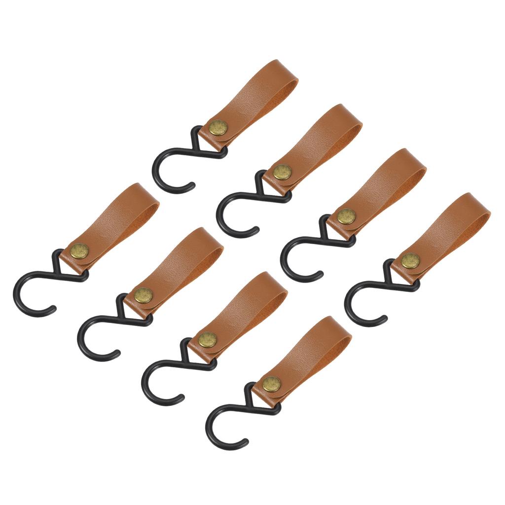 8pcs Leather S Hooks Camping Hook Hanger Multipurpose S-Shaped Hangers for Outdoor Picnic Hanging Pots Pans Utensils For Kitchen