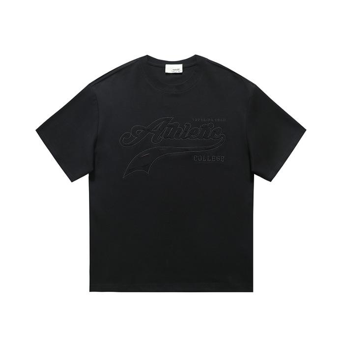 Summer Letter Embroidered Heavy Short-sleeved T-shirt for Men and Women American Retro Loose T-shirt