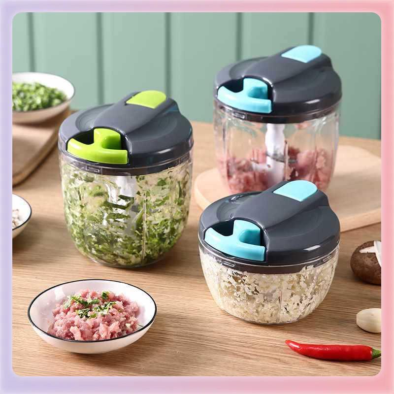 Multi-Function Manual Vegetable and Meat Chopper: Hand-Pull Garlic Mincer, Dumpling Filler, Vegetable Cutter