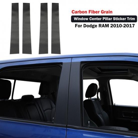 Kolfiber Fönster Mittpelare Dekal Trimskydd För Dodge RAM 1500 10-17