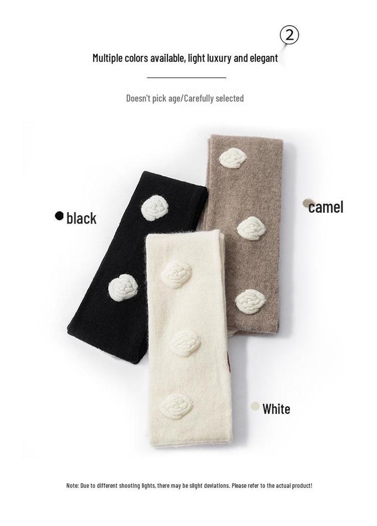 Unisex 100% Cashmere Camellia Flower Neck Warmer Scarf
