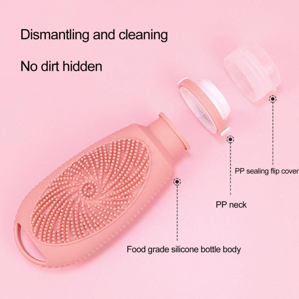 2 in 1 Shower Brush Bottle 100ml Toiletry Containers Portable Travel Refillable Bottles