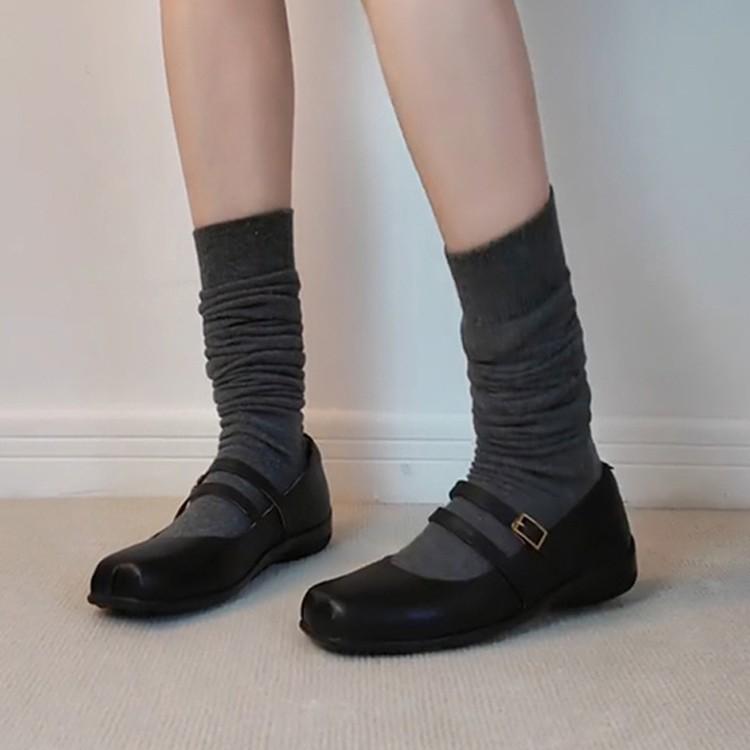 Keep Version~ Soft Leather Korean Version Retro Square Head Ballet Shoes Women's French Temperament Shallow Mouth Mary Jane Single Shoes Small Lea