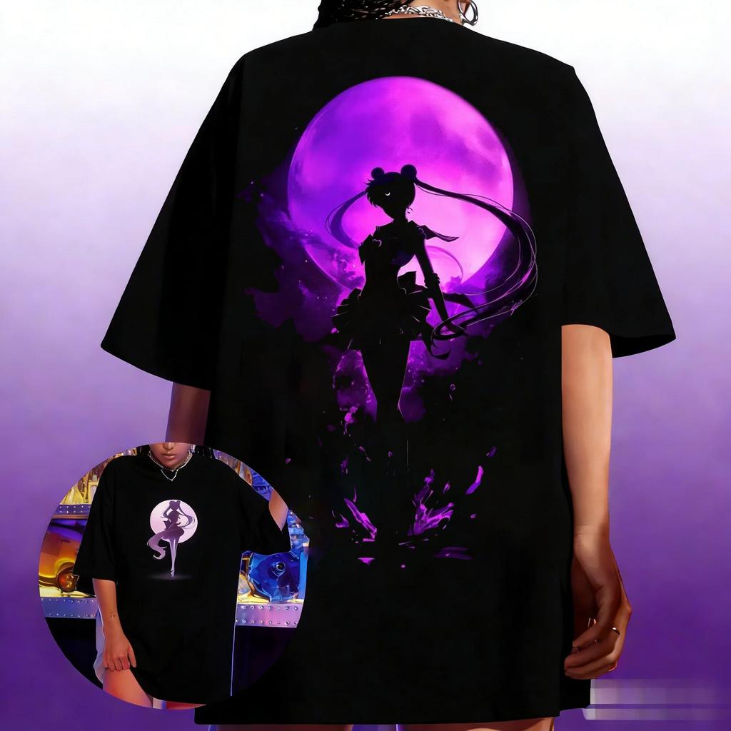 Anime Sailor Moon Womens Harajuku Summer Tshirt 2026 New Oversized Retro Streetwear Casual Loose Unisex Short Sleeve Unisex Tops