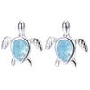Platinum Opal Teardrop Turtle Stud Earrings - Unisex European American Fashion Jewelry