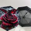 Red Rose Moth Automatic Folding Umbrella: Stylish Design with 8-Bone Frame, Perfect for Travelers and Daily Use - Ideal Gift for Fans and Oc