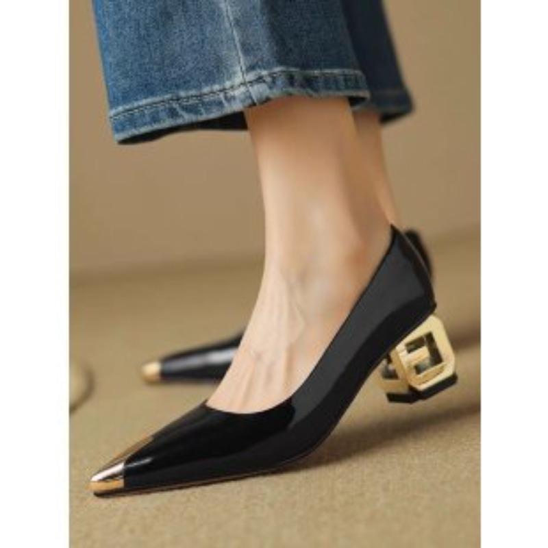 New Style Retro Low-cut Thick-heeled Women's High-heeled Shoes
