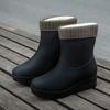 Fashionable And Warm Rain Boots For Women With Fleece Lining Waterproof And Anti Slip Midsole Water Shoes