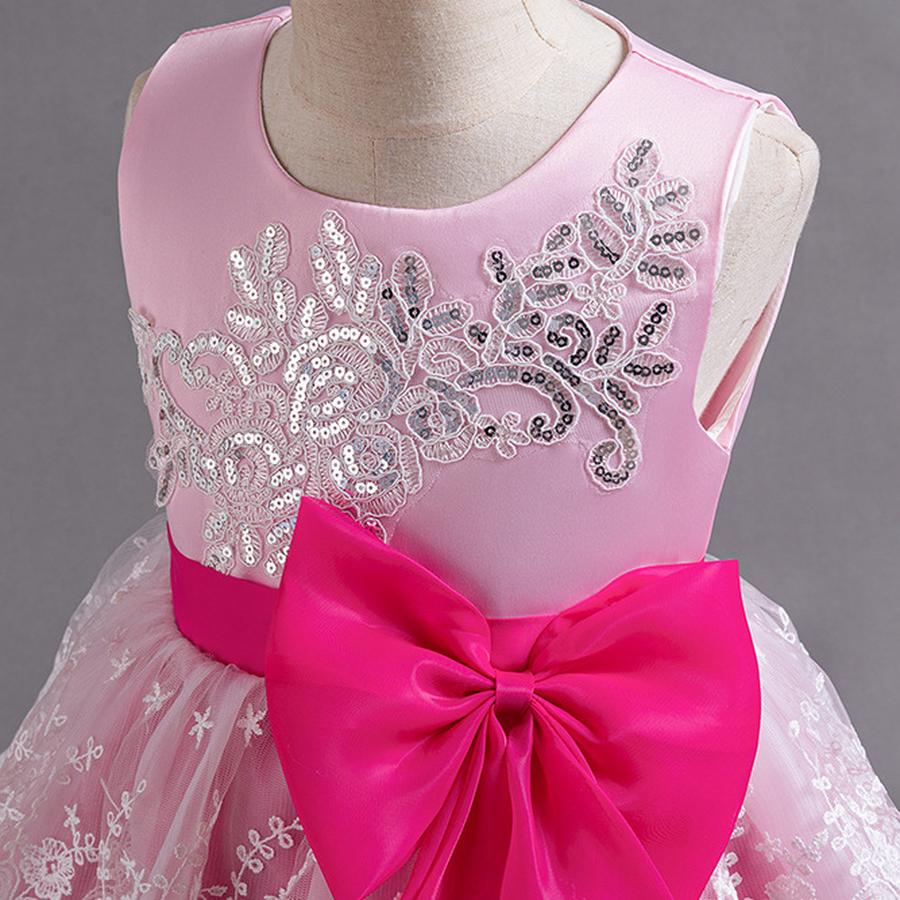 Girls Bow Flower Wedding Party Birthday Party Tutu Dress Stage Performance Costume