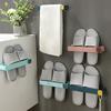 1pc Modern & Turquoise Bathroom Slipper Rack,No-Drill Wall-Mounted Shoe Storage Organizer, Space-Saving Design, Durable Plastic