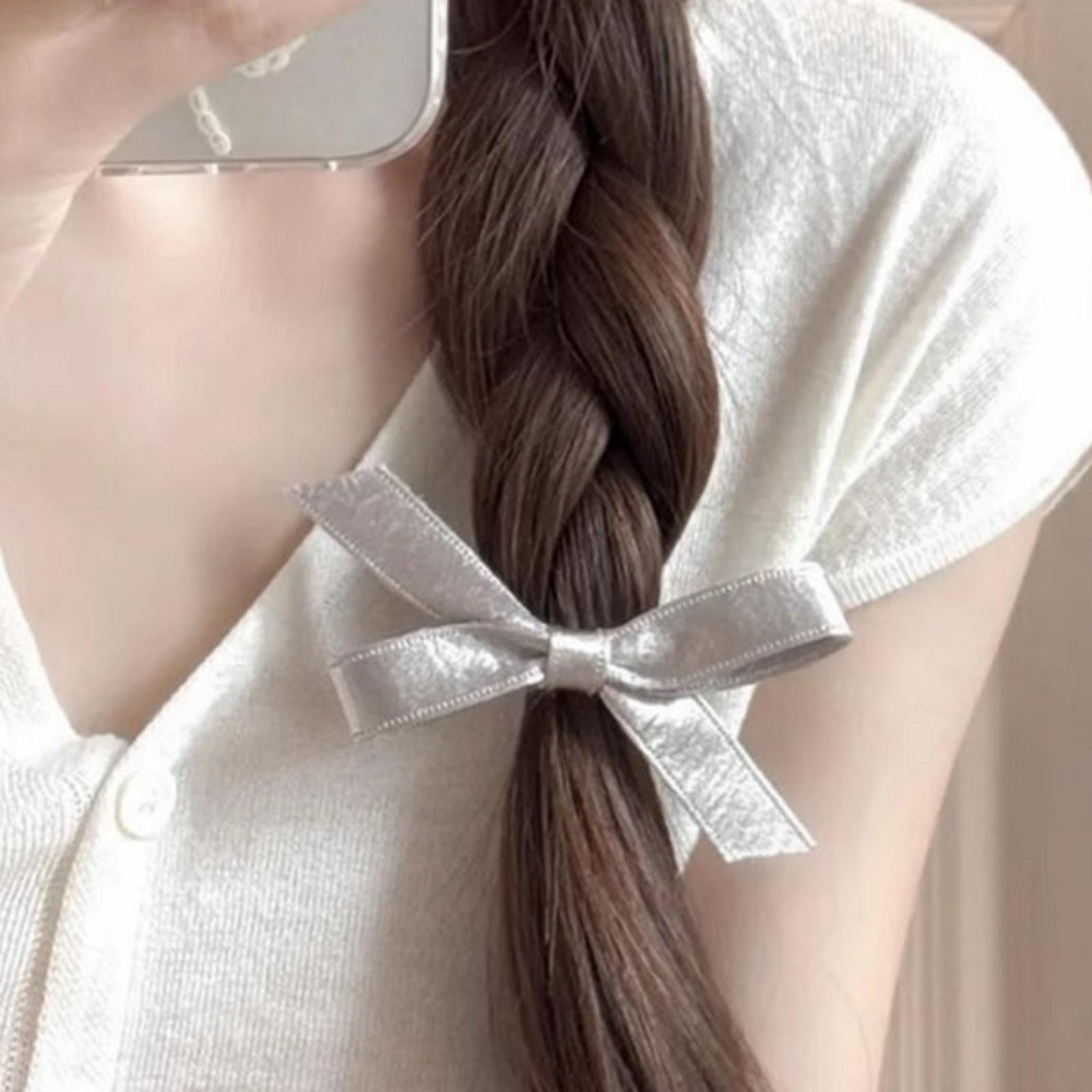 

1PC Temperament, High-grade, Silver Gray, Bow, Hair Clip, Fashion, Versatile, Headpiece, Back of the Head, Elegant, Simple