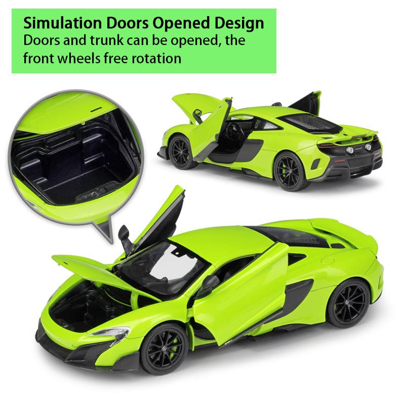 Welly 1:Modello di auto in lega McLaren 675LT in scala 24 Diecast Metallo Veicoli Giocattolo Modello di auto Collezione Alta Simulazione Regali per bambini