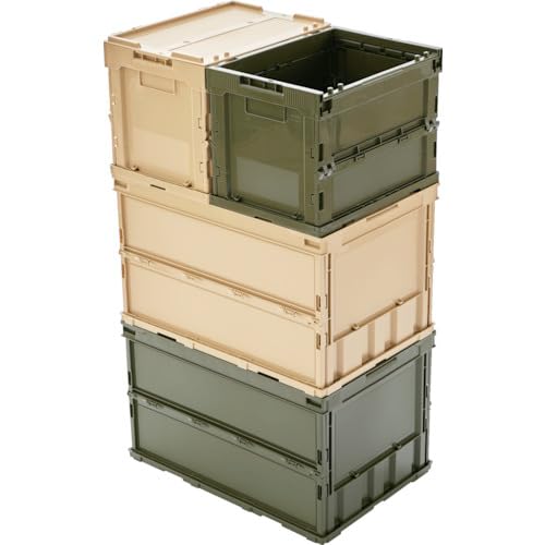 TRUSCO Thin Folding Container 50L with Lock Lid OD Color TR-C50B-OD Storage Case Storage Box