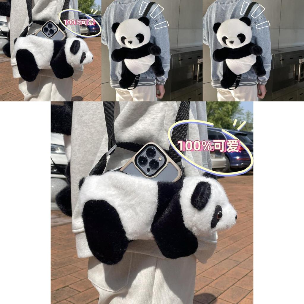 Adorable Panda Plush Backpack Large Capacity Storage Bag Childrens Gift Day