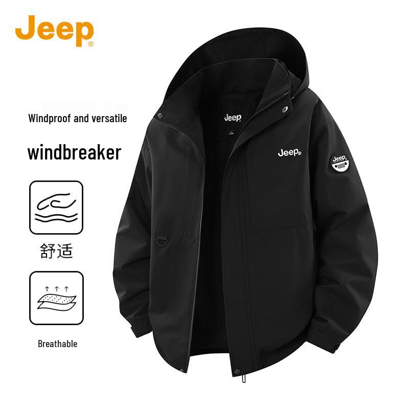 

JEEP Men s Autumn/Winter Detachable Hood Casual Outdoor Jacket 2XL