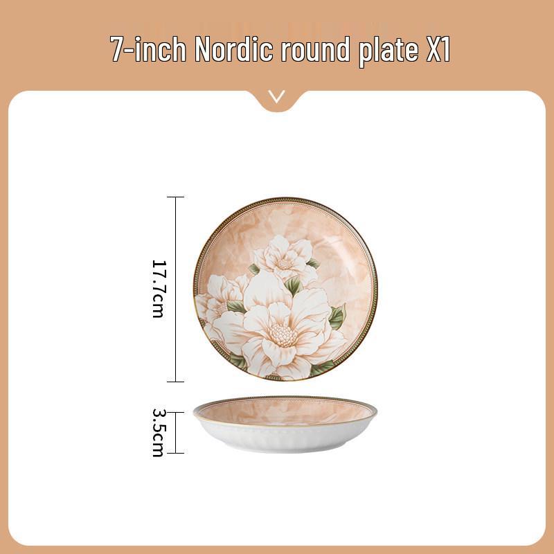 Camellia Ceramic Tea Set: Light Luxury Tableware Collection with Plates and Bowls