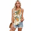 Women's Pleated Round Neck Hawaiian Printed Suspender