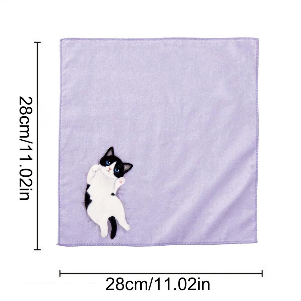 Hand Towel Small Hand Towel For Kids Cat Pattern Pocket Hand Towel Cartoon Cat Pattern Hand Towel For Hands Face Body фиолетовый
