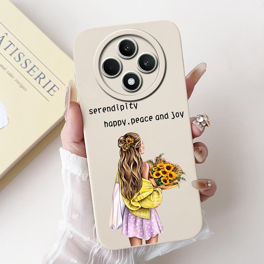 For OPPO Reno 12F 5G Case 2024 Fashion Pretty Girls Soft Liquid Silicone Shockproof Cover For OPPO Reno12 F 4G Reno 12 FS Bumper