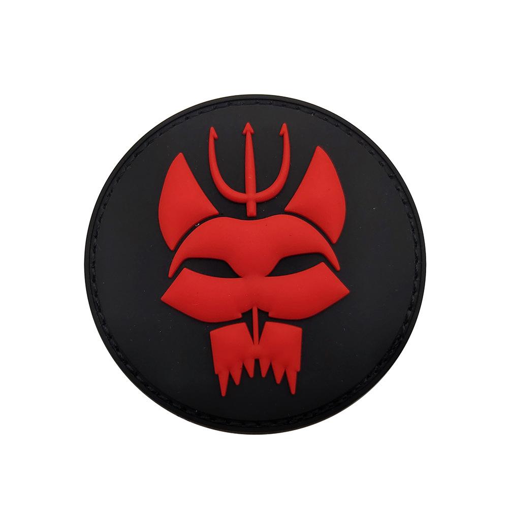 PVC Rubber 3D Trident Cat Head Velcro Badge Patch for Backpack