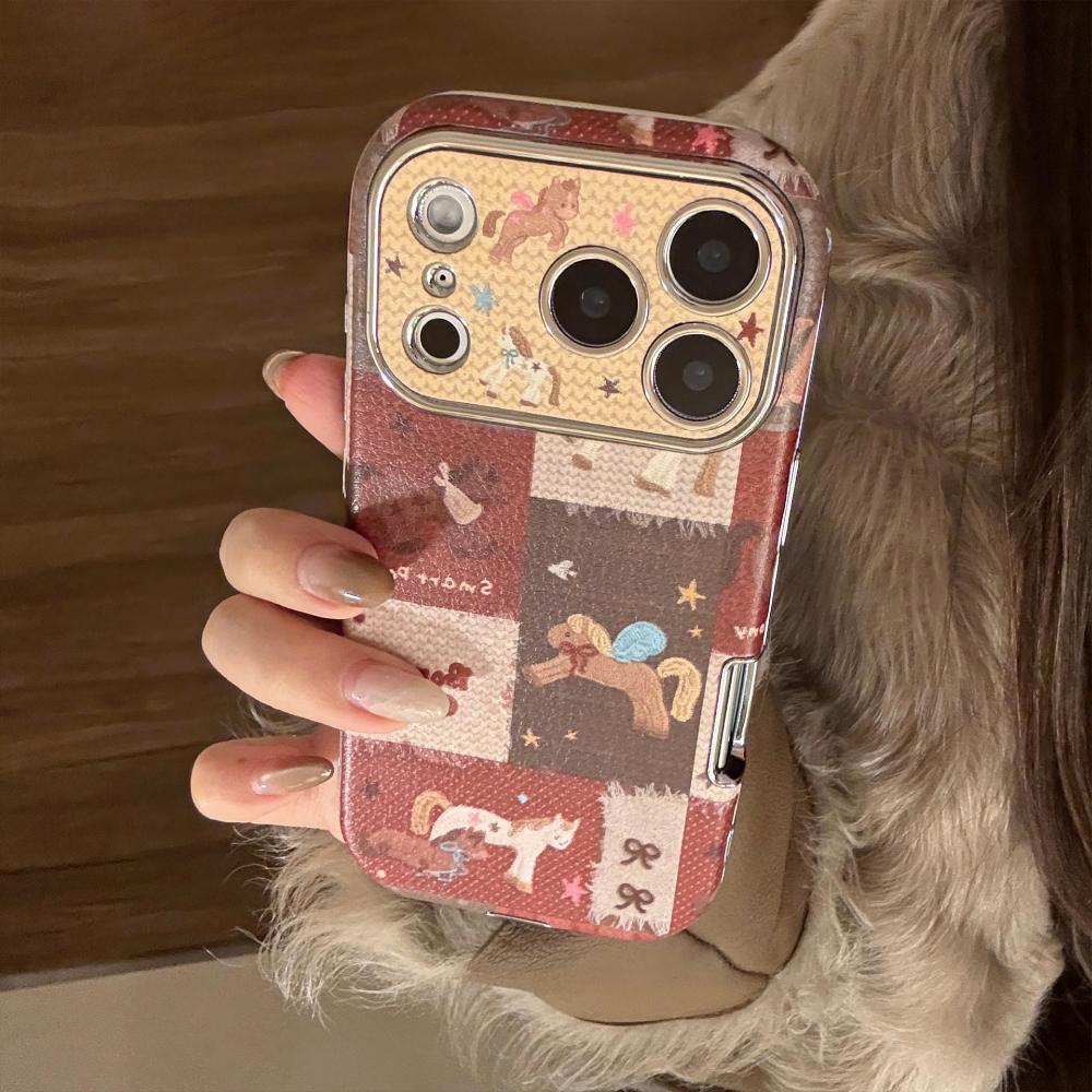 Retro New Year Pony Case for IPhone 17 Pro Max, Apple 16, Leather Phone Case, Multiple Sizes