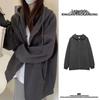 Felpa con cappuccio e zip foderata in pile da donna - Stile coreano pigro, Cardigan spesso per la primavera e l'autunno 2024.