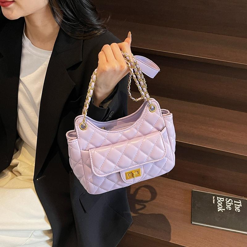Spring and Summer Versatile Women's Bags, Chain Bags, High-end Sense of Work Commuting Shoulder Bags, Diamond Embroidered Thread Messenger Bags