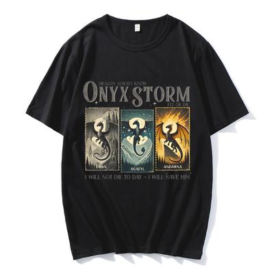 Koszulka bawełniana Onyx Storm Fioletowa koszulka Violet Sorrengail Fourth Wing Onyx Storm Smoki Uratuję go Ubrania Unisex Lato Y2K