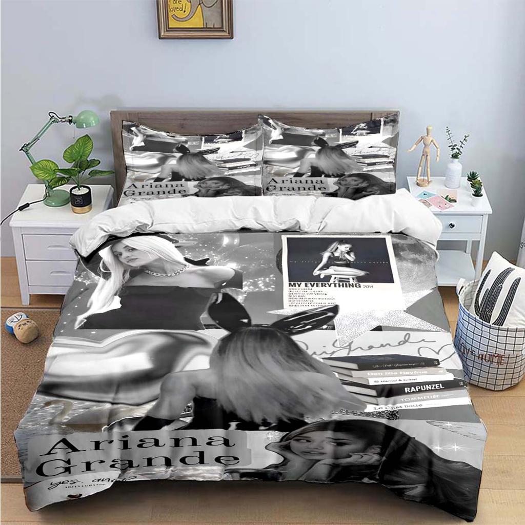 Comforter Fashion Pop Singer A-Ariana G-Grande Print Bedding Sets Bed Supplies Set Bed Comforter Set Bedding Set Luxury Gift