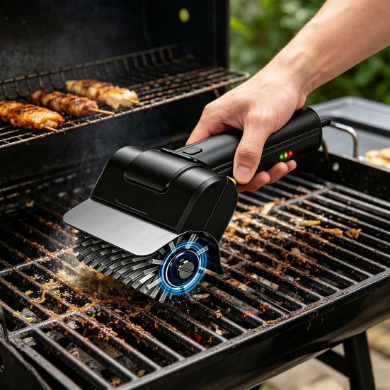 Spazzola Elettrica per Griglia Testa in Acciaio Inossidabile Pulitore Elettrico Senza Fili Ricaricabile Pulizia Profonda Strumenti per Griglia BBQ